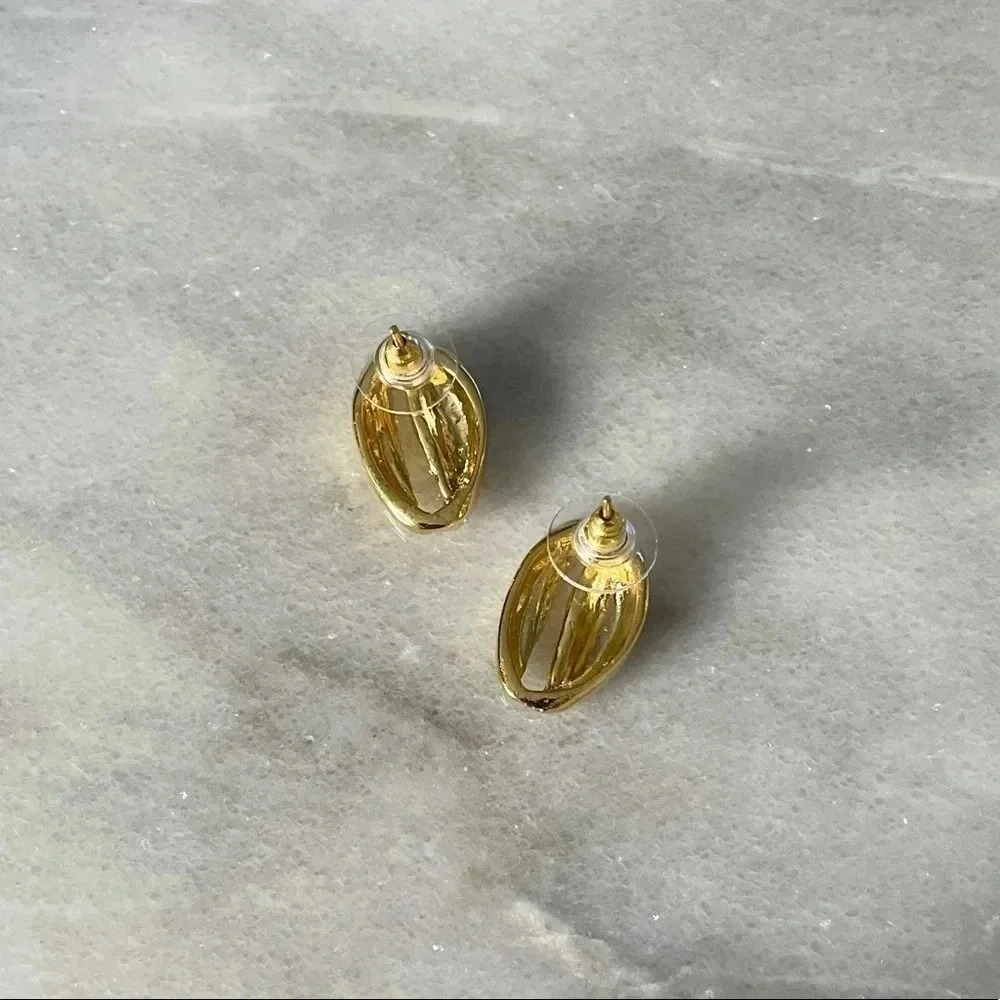 Gold Plated Cowrie Stud Earrings - Picture 5 of 6